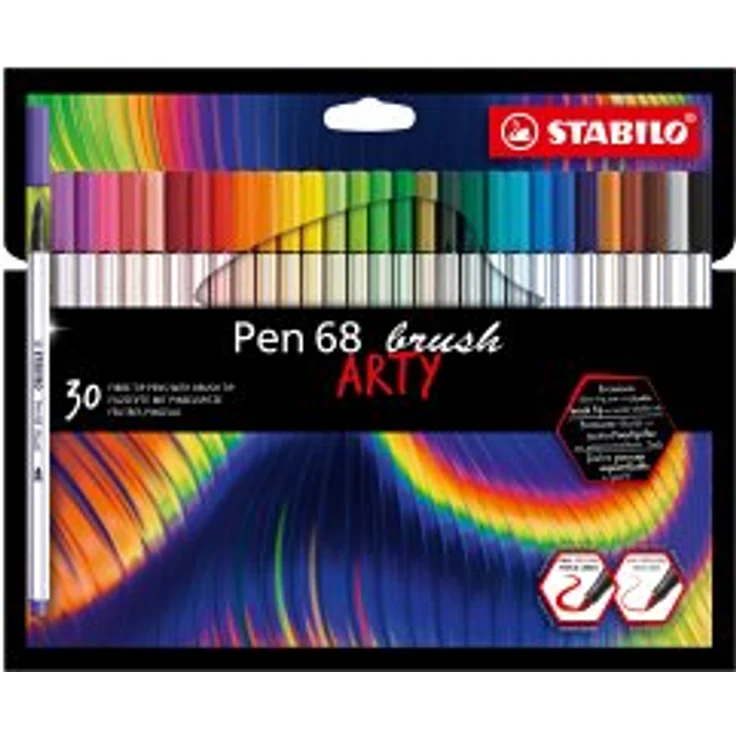 Premium-Filzstift mit Pinselspitze für variable Strichstärken - STABILO Pen 68 brush - ARTY - 30er Pack - mit 30 verschiedenen Farben - Preisvergleich – Bild 1