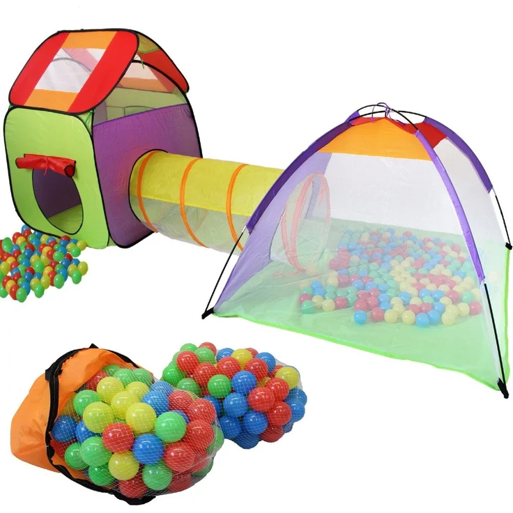 KIDUKU Kinderspielzelt Bällebad Pop Up Spielzelt Iglu Spielhaus + Krabbeltunnel + 200 Bälle + Tasche, für drinnen und draußen - Preisvergleich – Bild 11