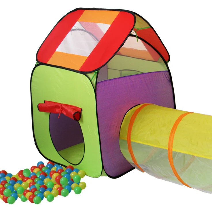 KIDUKU Kinderspielzelt Bällebad Pop Up Spielzelt Iglu Spielhaus + Krabbeltunnel + 200 Bälle + Tasche, für drinnen und draußen - Preisvergleich – Bild 9