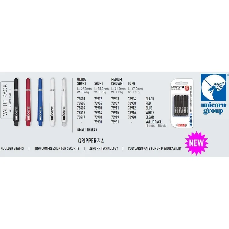 Unicorn Gripper 4 Shaft, lo/black / Inhalt 12 Stück