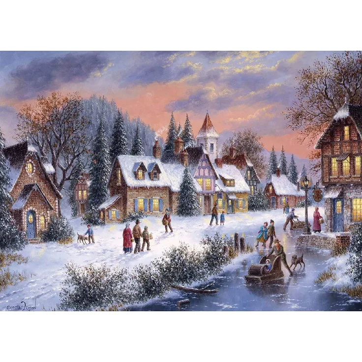 Puzzle 1000 Teile Erwachsene Warme Winternacht 70 x 50 cm Puzzles für Erwachsene Klassische Puzzles 1000 Teile Erwachsene Puzzles Schwer Pädagogisches Spielzeug Erwachsene Kinder 1000 Teile