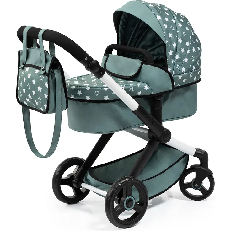 Bayer Design 17058AA Kombi-Puppenwagen Xeo mit Tasche, grün mit Sternen