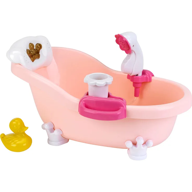 Theo Klein 1665 Baby Coralie Badewanne und Zubehör I Puppen-Wanne mit Licht und Sound I Lustige Schaum- und Duschfunktion I Spielzeug für Kinder ab 18 Monaten