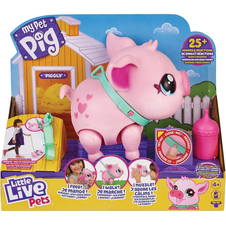 Giochi Preziosi Live - Mein kleines Schwein, interaktives Tier, das läuft, Tanzt und Essen (Famosa LPW0000), LPW00000, Bunt