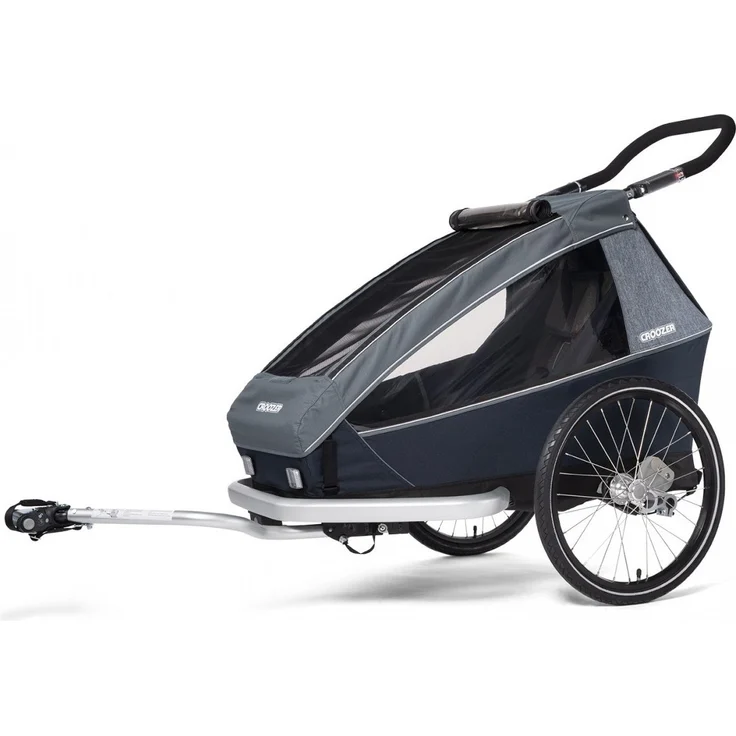 Croozer 'Kid Vaaya 1' Fahrradanhänger 2020, Graphite Blue, 1-Sitzer, inkl. Fahrrad-Set, Buggyrad, Wetterverdeck, Kopfpolster, integriertes Sensor-Licht – Bild 2