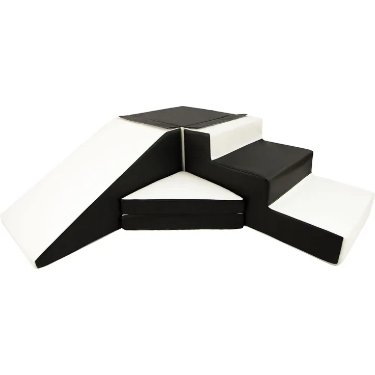 Velinda 4 Großbausteine Schaumstoffbausteine Spielbausteine Bauklötze Rutsche-Set (Farbe: schwarz - weiß)