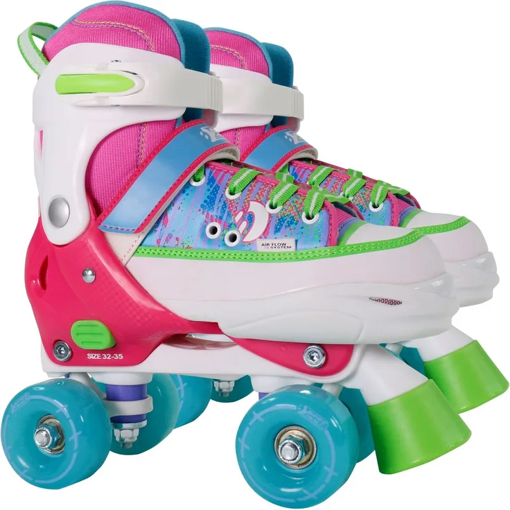 Best Sporting Rollschuhe, Größe verstellbar, ABEC 7 Carbon, pink-bunt 36 - 39, pink/bunt