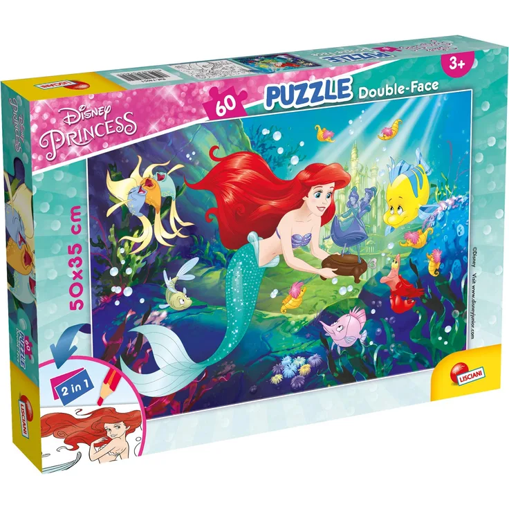 Lisciani 74051 Little Mermaid Puzzle Doppelseitig, Mehrfarbig