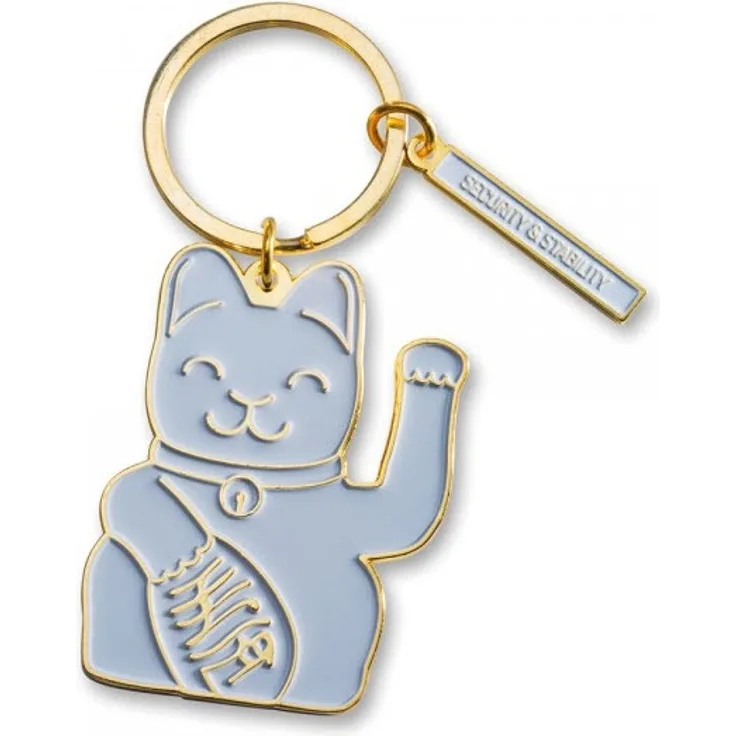 Toller Schlüsselanhänger "Lucky Cat", in Grau, aus Messing, von Donkey