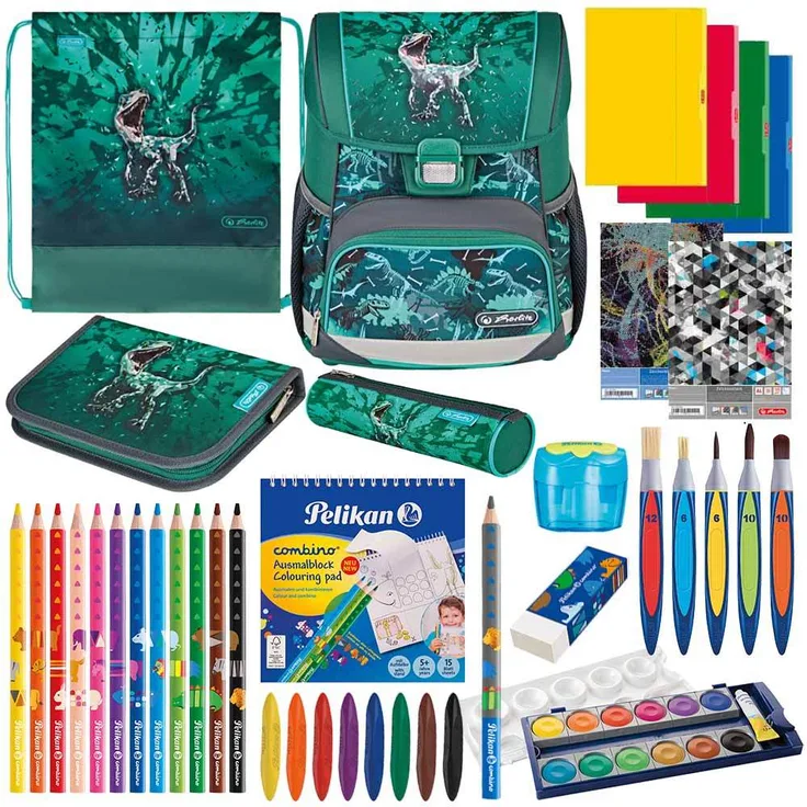 Herlitz Schulranzen Set Loop Plus Green Rex 14-teilig
