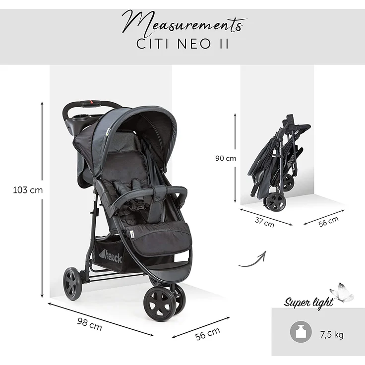 Hauck 'Citi Neo II' Buggy Caviar Stone (schwarz) – Bild 6