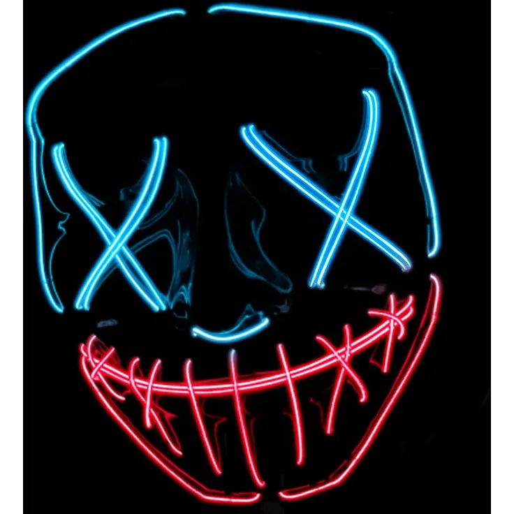 Original Cup The Purge® LED-Maske | Nightmare Blau und Rot | Starrer Kunststoff | 3 Blinkmodi | LED-Maske | Cosplay | Halloween | Neon | 100% Horror | 100% Fun