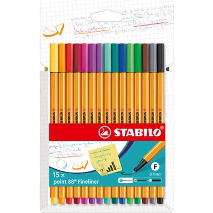 Fineliner - STABILO point 88 - 15er Pack - mit 15 verschiedenen Farben – Bild 1