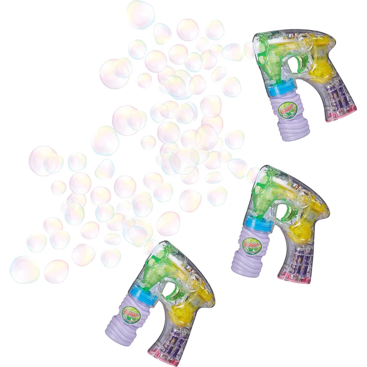 Relaxdays 3 x Seifenblasenpistole mit LED, Seifenblasenmaschine für Kinder, inkl. Batterien und Seifenlauge, für Geburtstag und Party - Preisvergleich