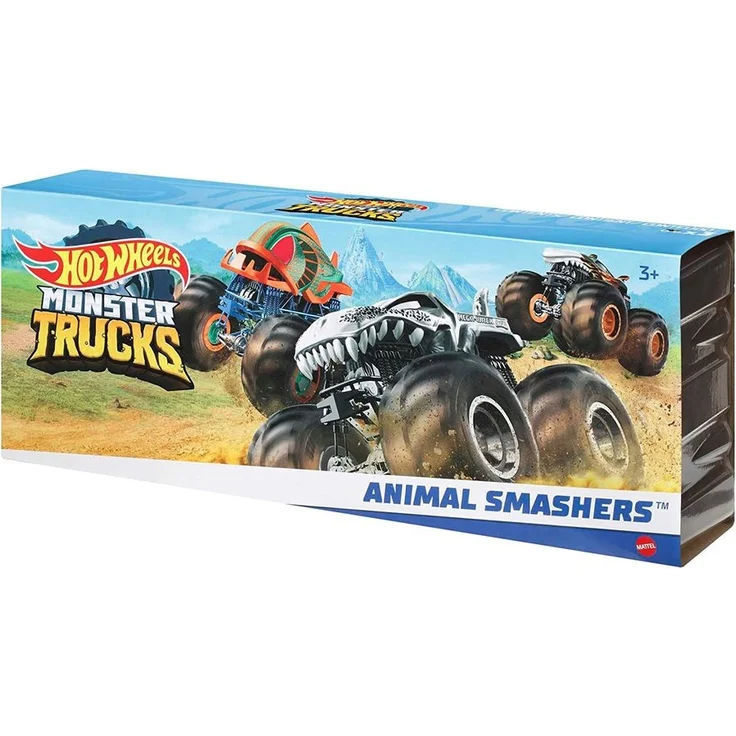Mattel HGX13 - HotWheels - Monster Trucks - 3er Pack Animals Smashers, 1:64