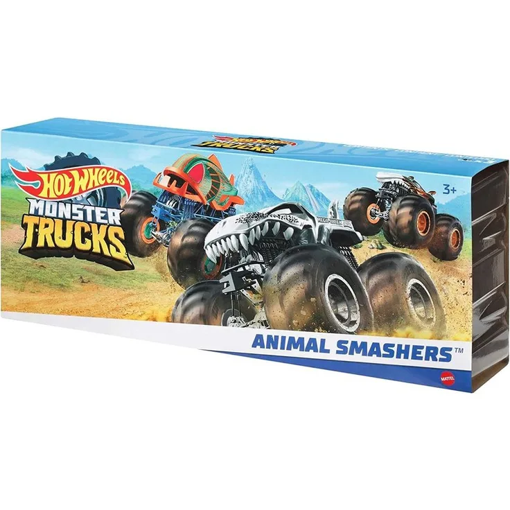 Mattel HGX13 - HotWheels - Monster Trucks - 3er Pack Animals Smashers, 1:64