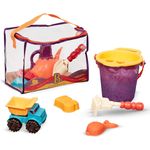 B. toys Sandspielzeug 11 Teile mit Tasche –Sandkasten Spielzeug, Strand, Spielplatz mit Eimer, Schaufel, Sandförmchen, Kipper – Spielzeug ab 18 Monaten