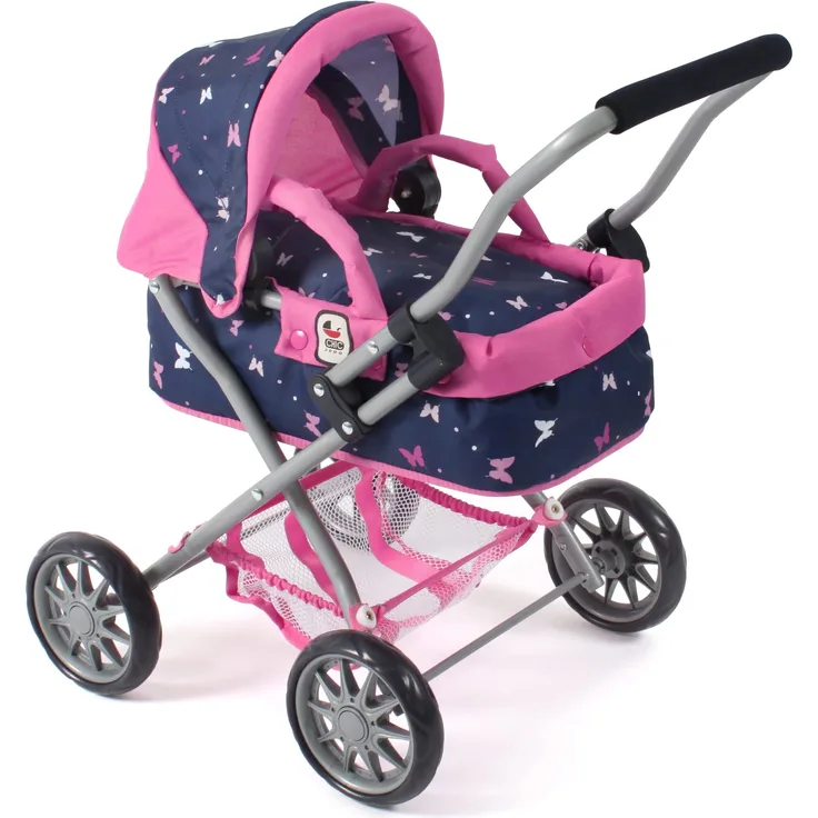 Bayer Chic 2000 - Puppenwagen Smarty, Kleiner Puppenwagen für Kinder ab 2 Jahren, Butterfly, Navy-pink, 555-33