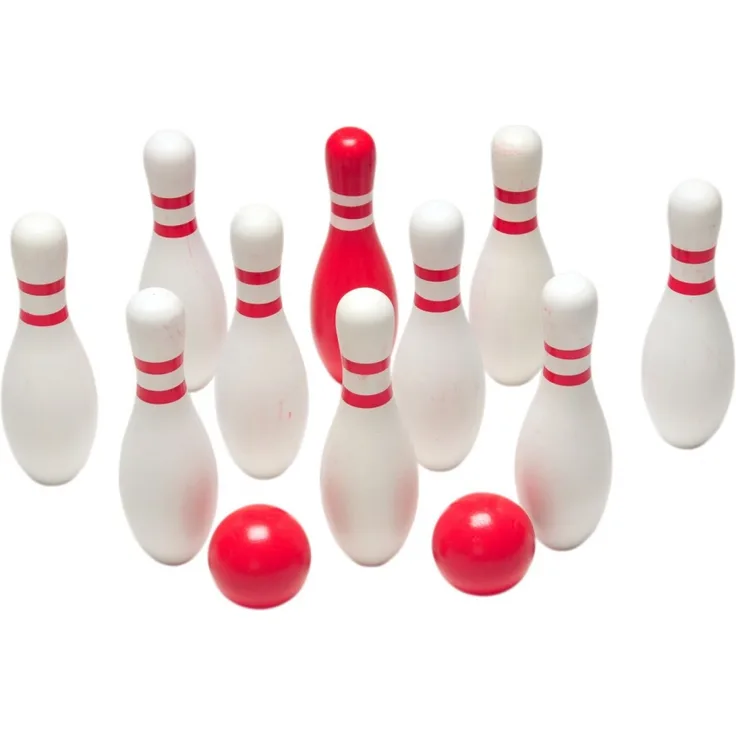 BS Toys Bowling Spiel Holz 12-teilig weiß/rot