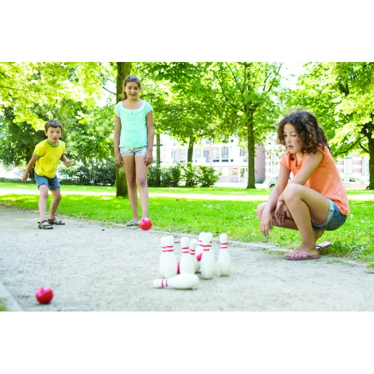 BS Toys Bowling Spiel Holz 12-teilig weiß/rot – Bild 5