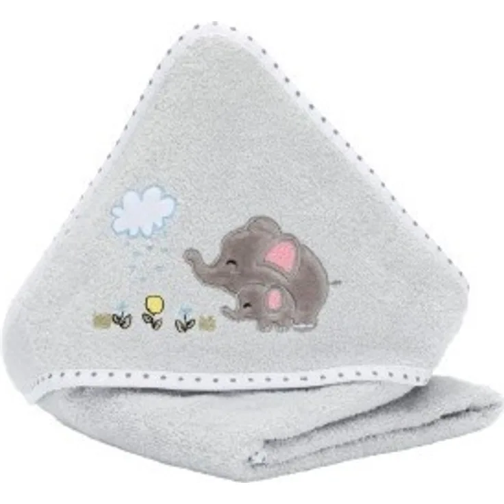 Fillikid Kapuzenbadetuch 75x75 cm, Elefant grau