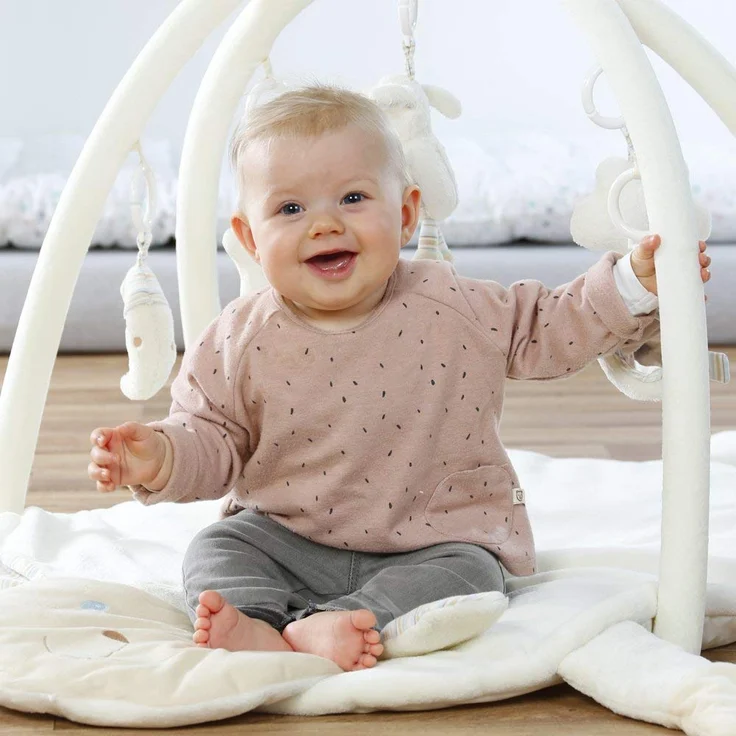 Fehn 154580 3-D-Activity-Decke Schaf / Spielbogen mit 5 abnehmbaren Spielzeugen für Babys Spiel & Spaß von Geburt an / Maße: 90x75cm – Bild 3