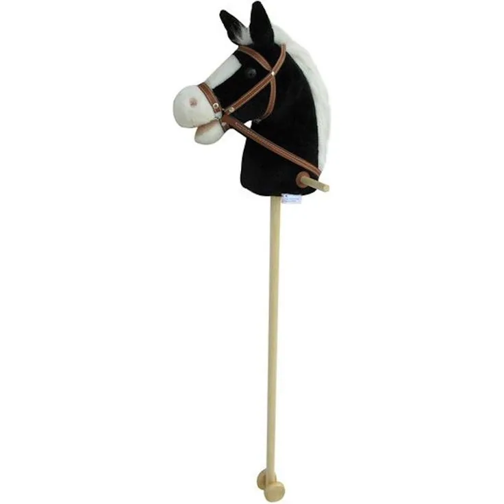 Sweety Toys 5093 Steckenpferd BLACKY super-süss ,Farbe schwarz mit weißer Mähne -sehr edel- mit Funktion.