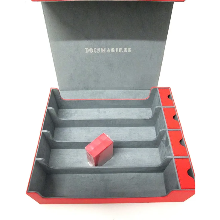 docsmagic. de Premium 4-Row Trading Card Storage Box Red + Trays & Divider - MTG PKM YGO - Aufbewahrungsbox Rot