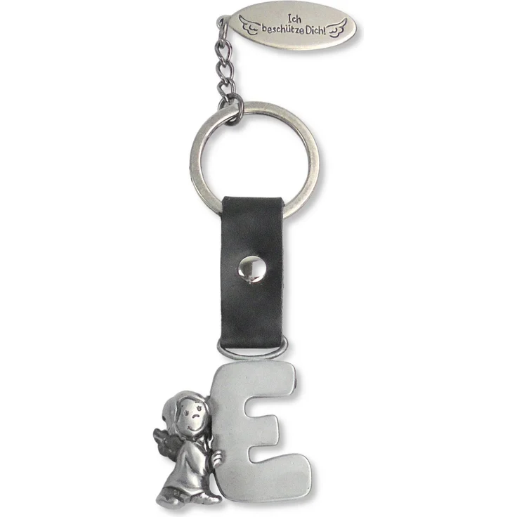 Schutzengel mit Buchstaben 'E' als Schlüsselanhänger