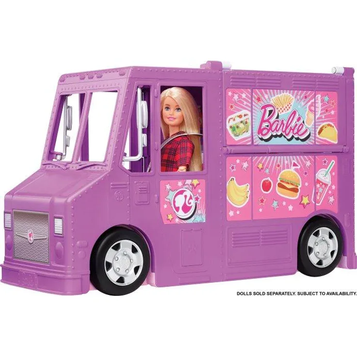 Barbie GMW07 Food Truck Fahrzeug Spielset mit 30+ Zubehörteile, Mädchen Spielzeug ab 3 Jahren