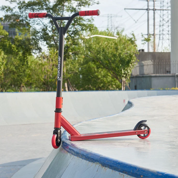 ArtSport 24631 'Stunt Scooter Red Smoke', ab 6 Jahren, 360° Lenker, 100 mm Alu Räder, max. belastbar bis 100 kg, rot/schwarz – Bild 10