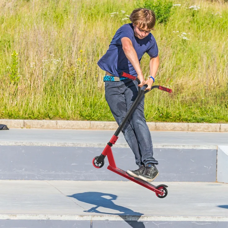 ArtSport 24631 'Stunt Scooter Red Smoke', ab 6 Jahren, 360° Lenker, 100 mm Alu Räder, max. belastbar bis 100 kg, rot/schwarz – Bild 9