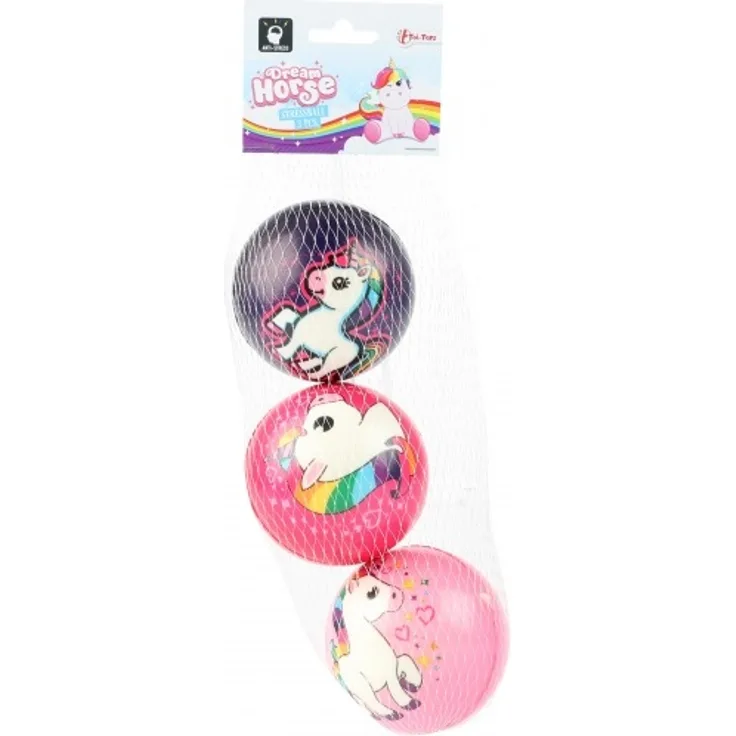 Toi-Toys PU-Bälle Einhorn 7,6 cm rosa 3 Stück