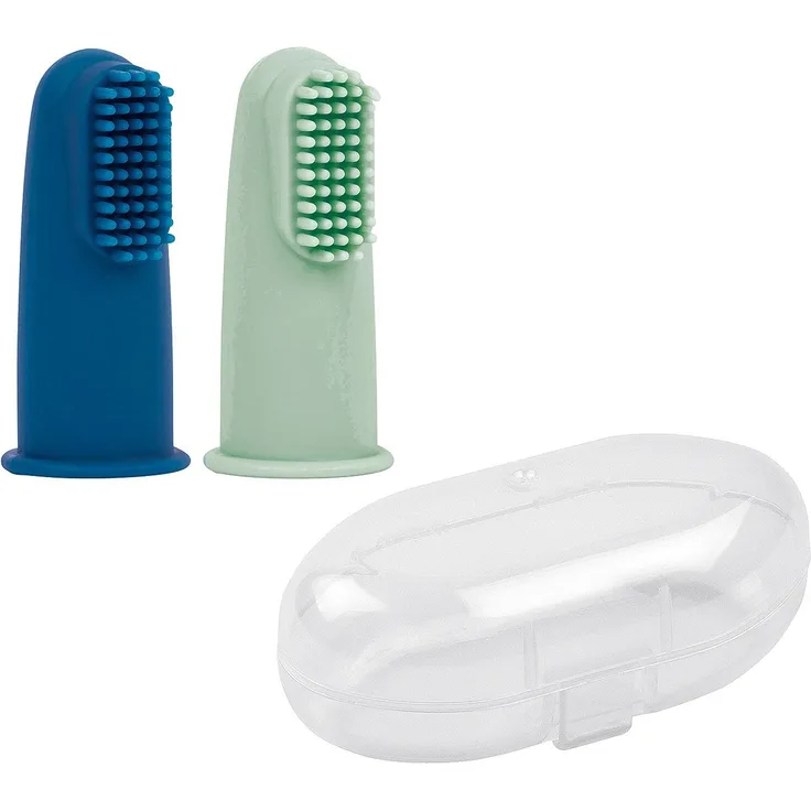 Nattou Set mit 2 Babyzahnbürsten blau