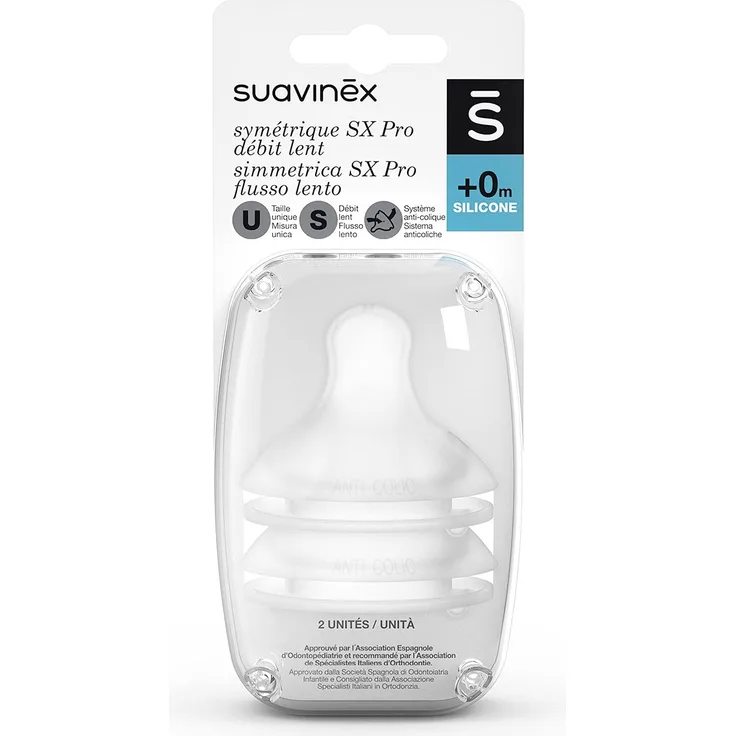 Suavinex Sx Pro 307386 Sauger aus Silikon, Größe S + 0 Monate, 2 Stück