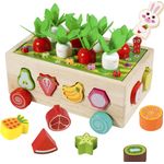 Kizmyee Montessori Spielzeug ab 1 2 3 Jahre, Karottenernte Holzspielzeug 7-in-1 Farmspiel Motorikspielzeug Holz, Steckwürfel Sortier & Stapelspielzeug Lernspielzeug Geschenk für Jahre Mädchen Junge - Preisvergleich