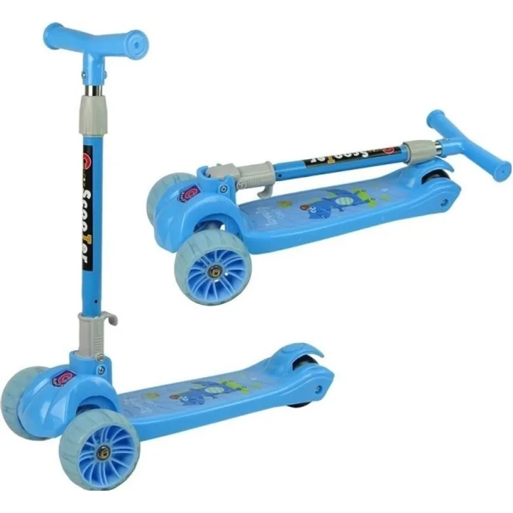 Balance Scooter Tricycle Glowing Wheels Blue Crocodile
