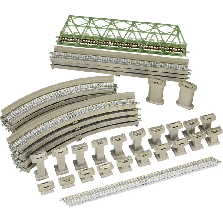 TomyTEC 910275 Schienen-Startset, Oval, mitBrücke