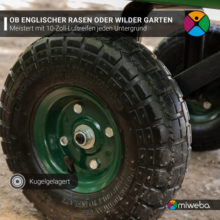 Miweba Bollerwagen Dumper Transport Handwagen Gartenwagen Kippfunktion 300 kg (Grau) – Bild 6