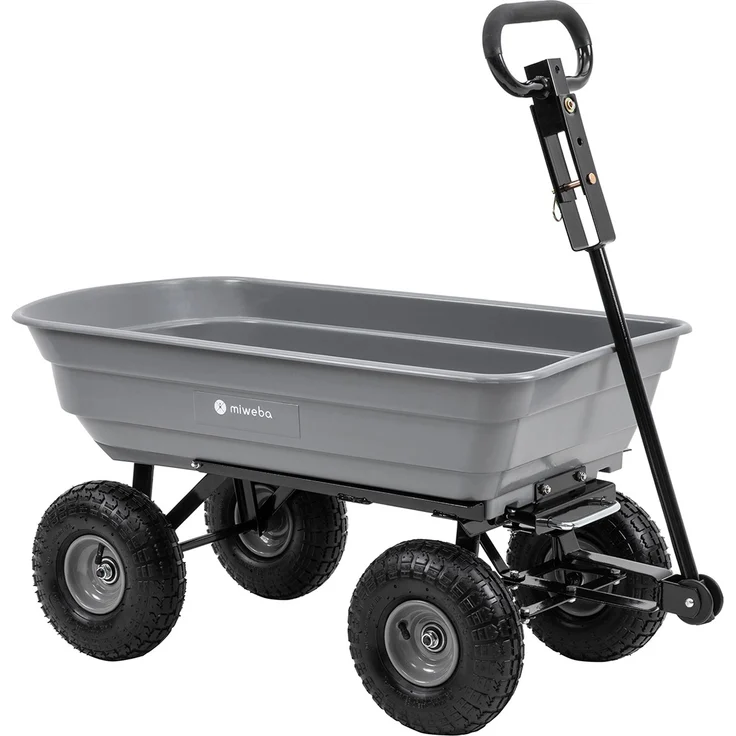 Miweba Bollerwagen Dumper Transport Handwagen Gartenwagen Kippfunktion 300 kg (Grau) – Bild 1