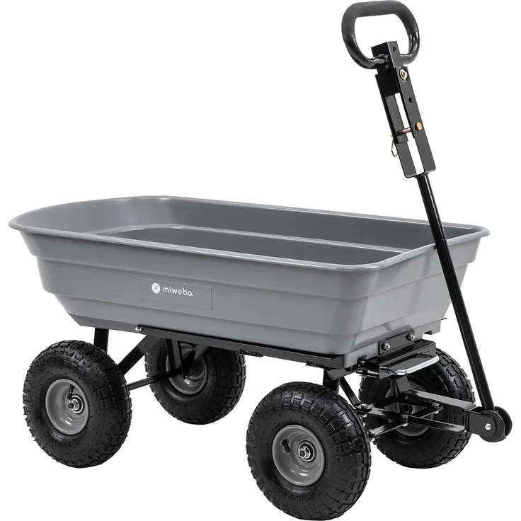 Miweba Bollerwagen Dumper Transport Handwagen Gartenwagen Kippfunktion 300 kg (Grau)