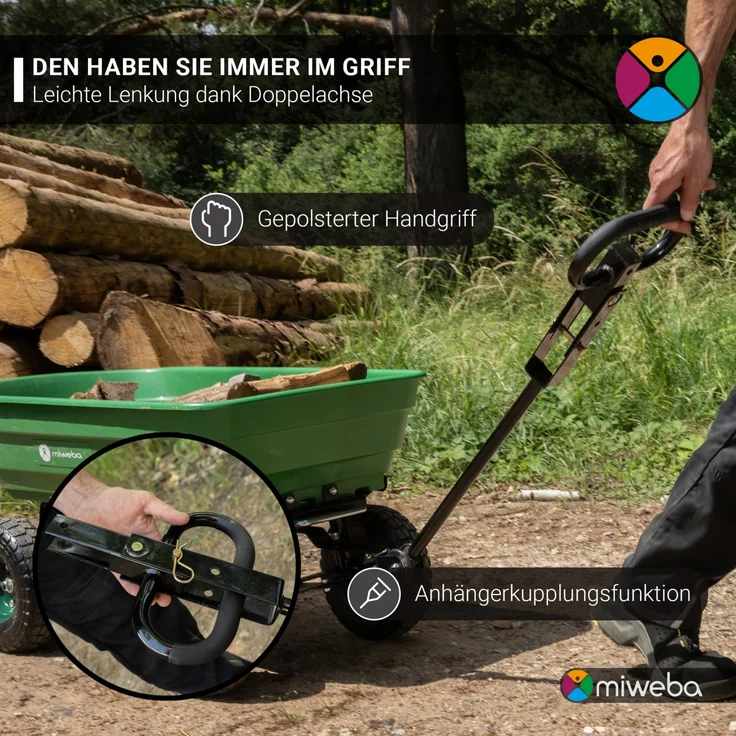 Miweba Bollerwagen Dumper Transport Handwagen Gartenwagen Kippfunktion 300 kg (Grau) – Bild 5