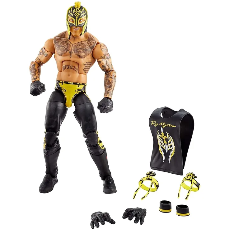 WWE GVC01 - Rey Mysterio Top Picks Elite Actionfigur (ca. 15 cm) mit hervorragender Beweglichkeit für perfekte Posen, lebensechten Details, authentischem Wrestling-Look und Zubehör, ab 8 Jahren