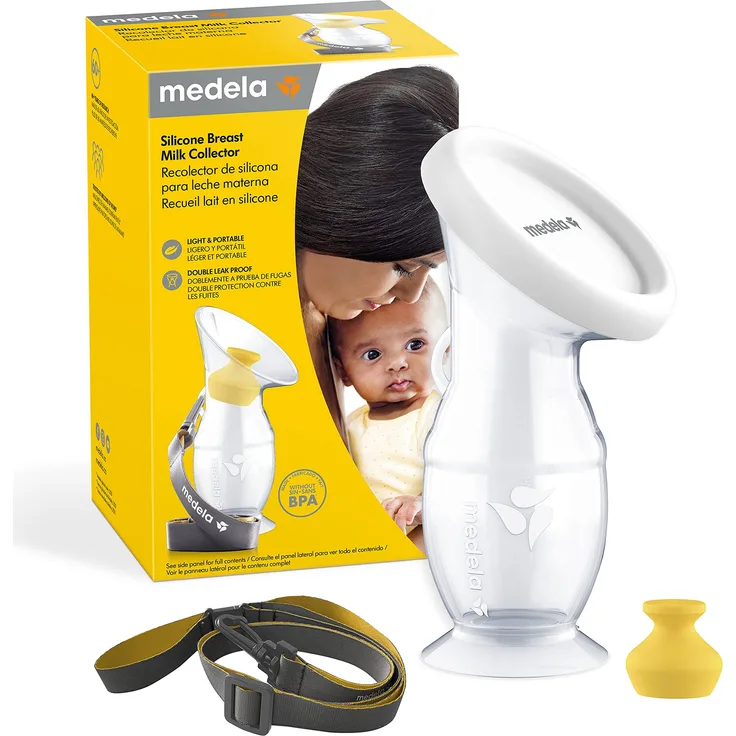 Medela Muttermilch-Auffangbehälter für stillende Mütter, Milch-Auffänger aus Silikon, Milch-Auffänger mit Saugfuß und Deckel zur Aufbewahrung für das tägliche Stillen, 101044201, Transparent