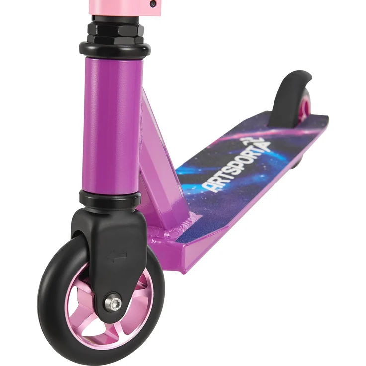 ArtSport 24636 'Stunt Scooter Galactic Cruiser', ab 6 Jahren, 360° Lenker, 100 mm Alu Räder, max. belastbar bis 100 kg, lila/schwarz – Bild 4
