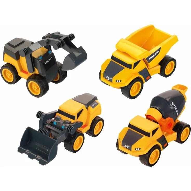 Theo Klein Volvo Power Baustellen-Mega-Set, 4-tlg, Fahrzeuge, Radlader, Betonmischer, Bagger, 2405