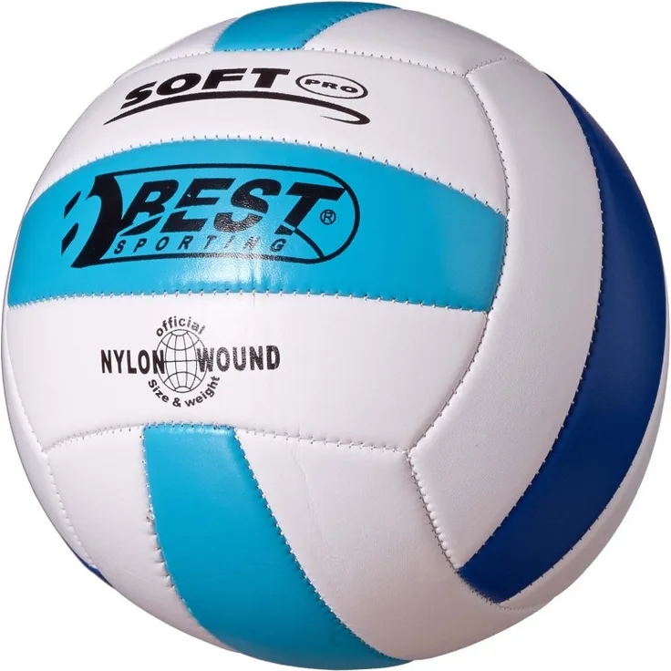 Best Sporting Volleyball Soft Pro Größe 5, weiß/gelb/rot oder weiß/hellblau/blau weiß/hellblau/blau