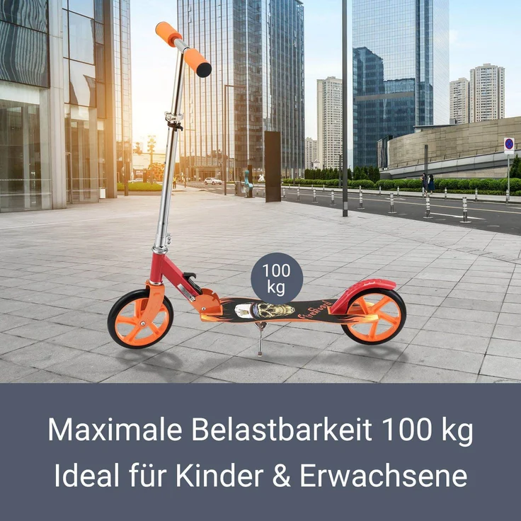 ArtSport 24623 'Cityroller Skaterboy' Scooter, ab 3 Jahren, 3-fach höhenverstellbar bis 106 cm, klappbar, max. belastbar bis 100kg, rot – Bild 7