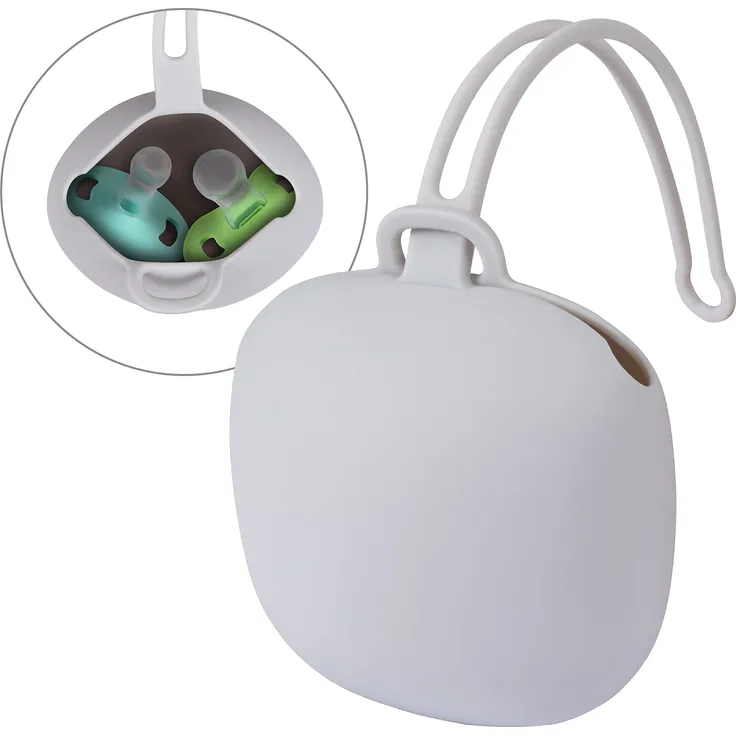 LoveNoobs Silikon Baby Schnullerbox, Aufbewahrung Schnullerhalter Case, BPA-Frei Schnullertasche Mädchen & Junge, Silikon Zubehör, Grey