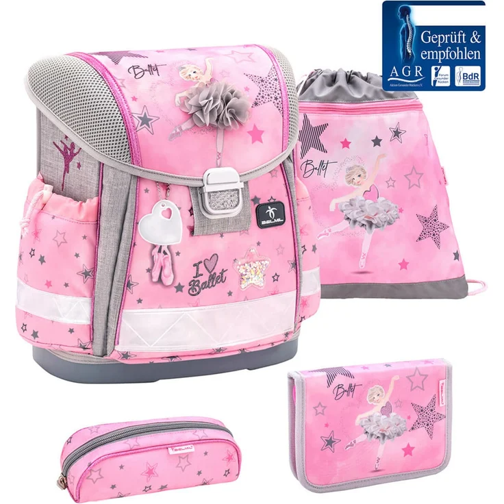 Classy Ballet Light Pink Schulranzen Set 4 tlg. mit Brustgurt für Mädchen – Bild 1